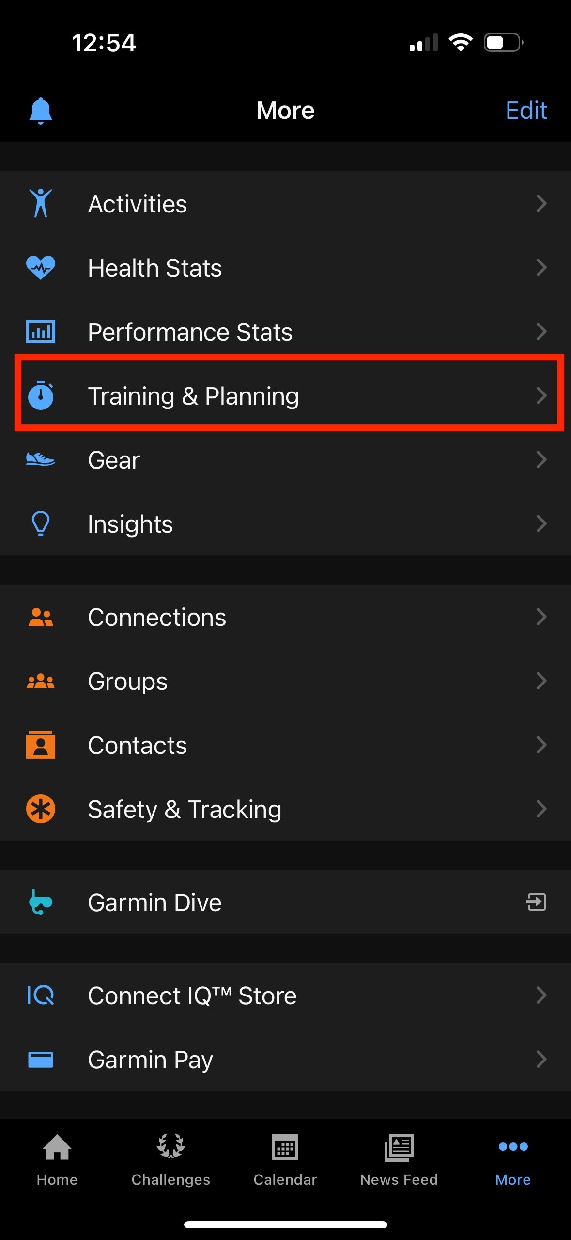 Step 2 - Select "Training & Planning"