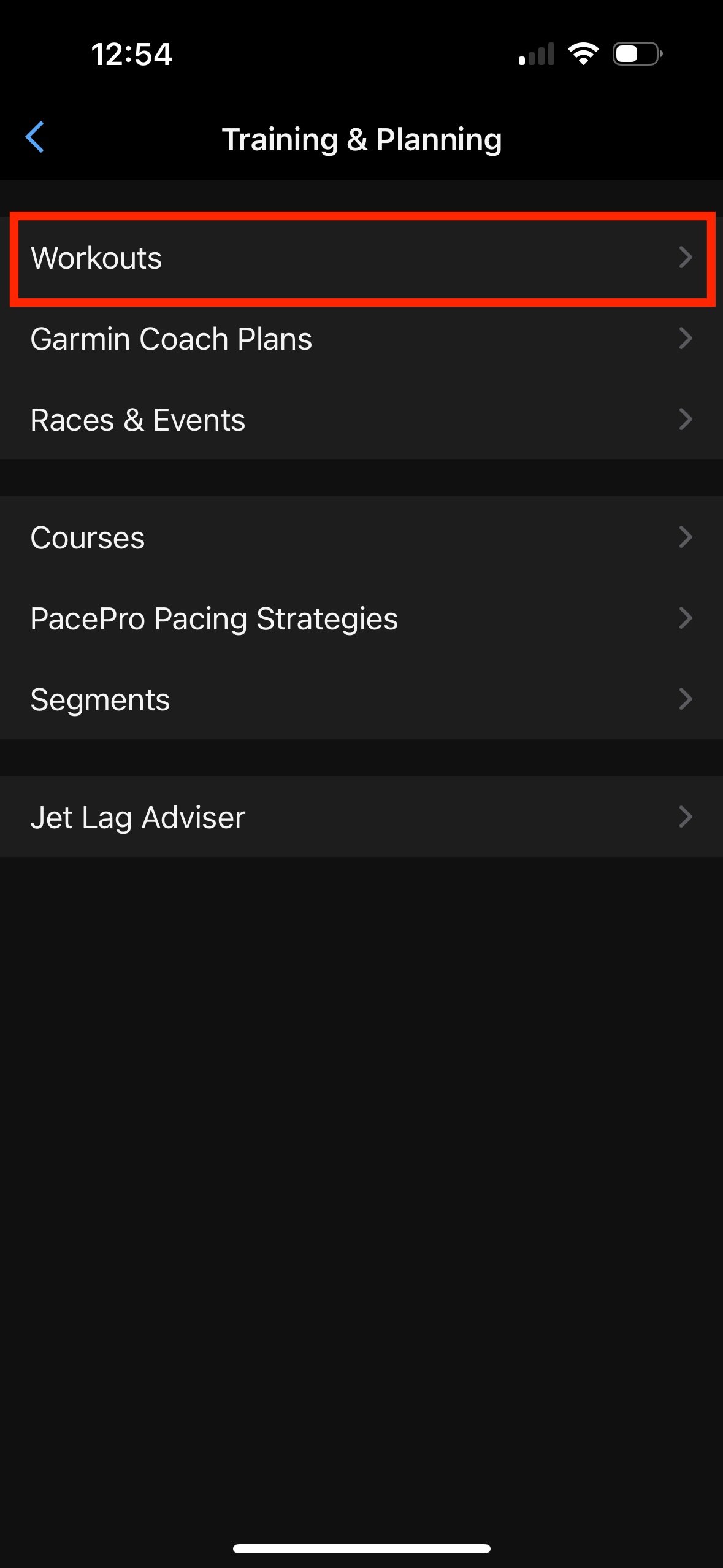 Step 3 - Select "Workouts"