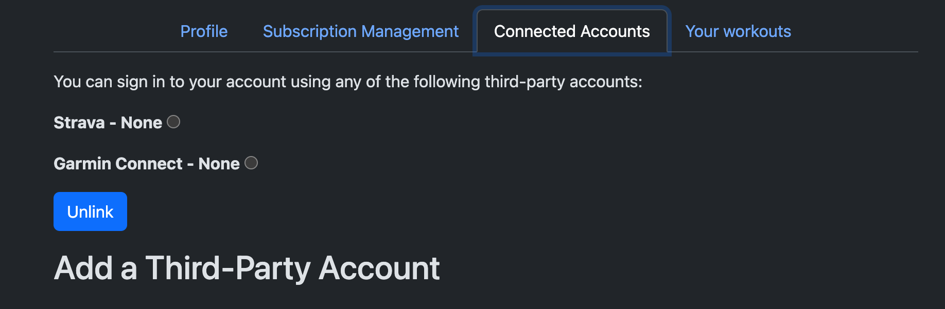 Step 1 - Profile with Garmin Connect linked